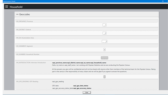 questionnaire view from csentry