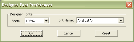 designer font preferences dialog