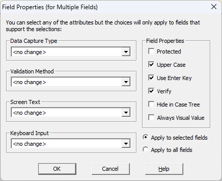 field properties for multiple fields