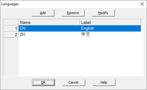 multiple languages add dialog